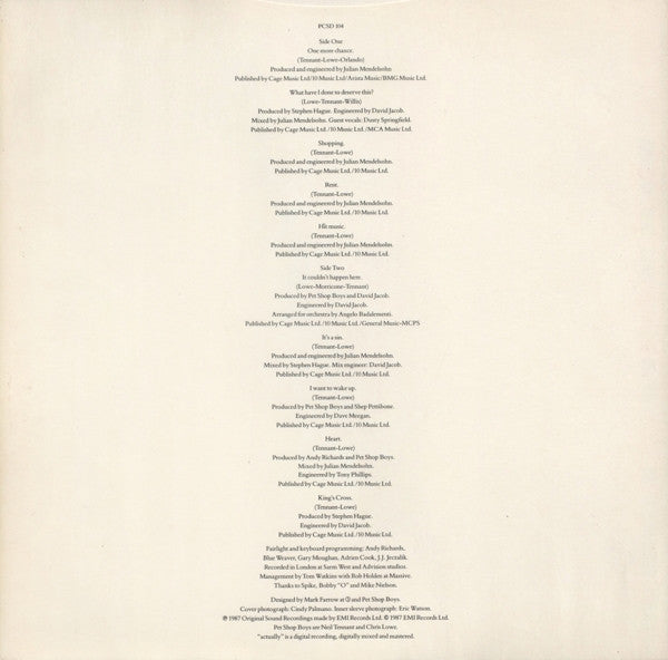 Pet Shop Boys – Actually LP vinyl record, image 6 of 6