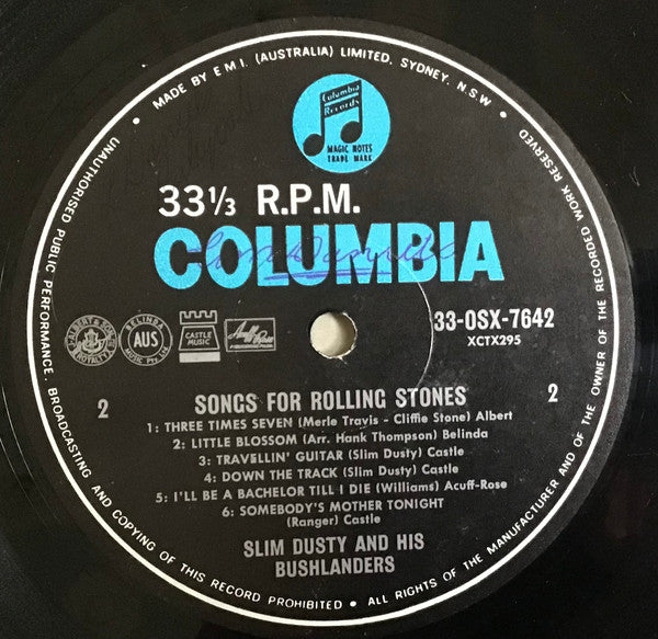 Slim Dusty And His Bushlanders – Songs For Rolling Stones LP vinyl record, image 4 of 4