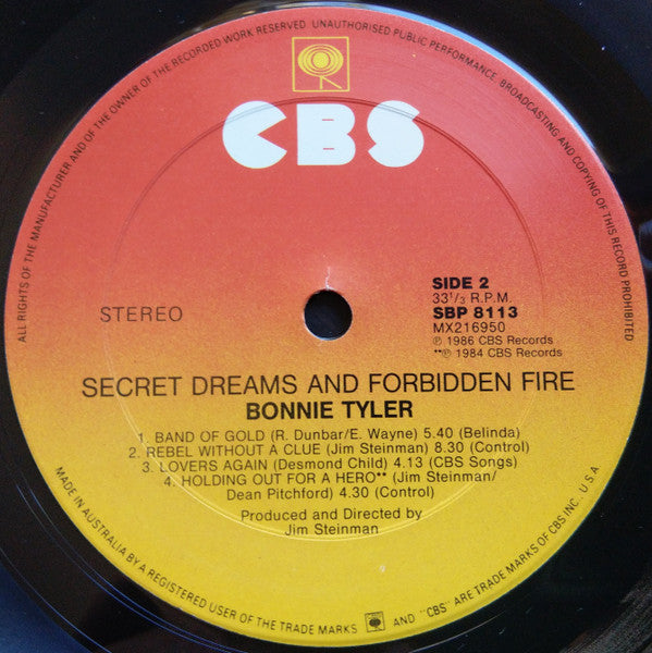 Bonnie Tyler – Secret Dreams And Forbidden Fire LP vinyl record, image 6 of 6