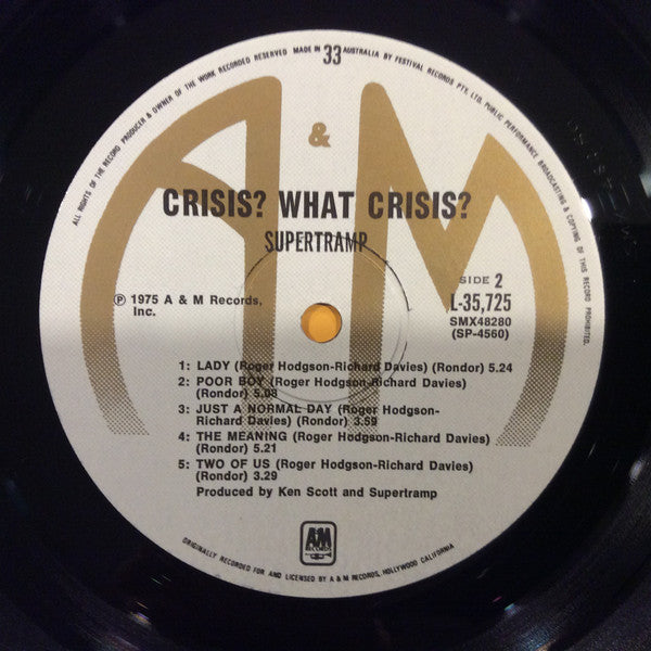 Supertramp – Crisis? What Crisis? LP vinyl record, image 4 of 5