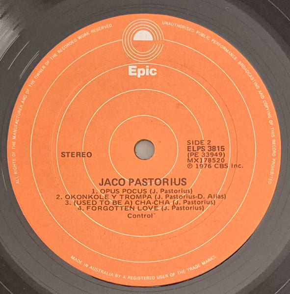 Jaco Pastorius – Jaco Pastorius LP vinyl record, image 4 of 6