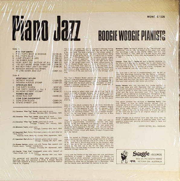 Various – Boogie Woogie Pianists LP vinyl record, image 2 of 4
