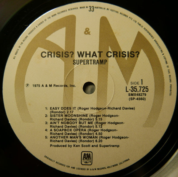 Supertramp – Crisis? What Crisis? LP vinyl record, image 3 of 4