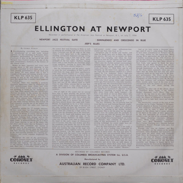 Duke Ellington And His Orchestra – Ellington At Newport LP vinyl record, image 2 of 4