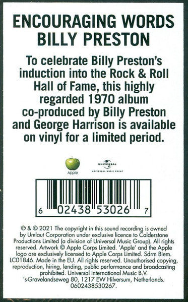 Billy Preston – Encouraging Words LP vinyl record, image 6 of 6