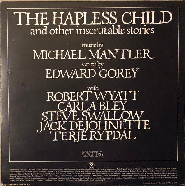 Michael Mantler, Edward Gorey – The Hapless Child And Other Inscrutable Stories LP vinyl record, image 2 of 5