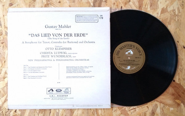 Gustav Mahler, Philharmonia Orchestra, Otto Klemperer, Christa Ludwig, Fritz Wunderlich, New Philharmonia Orchestra – Das Lied Von Der Erde LP vinyl record, image 2 of 6