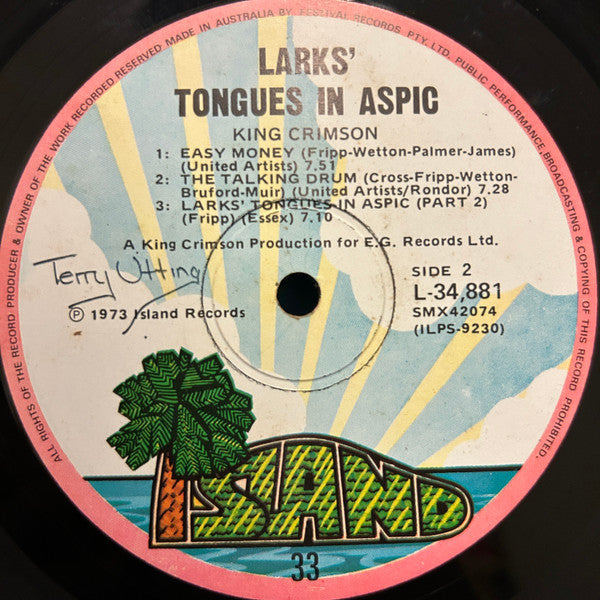 King Crimson – Larks' Tongues In Aspic LP vinyl record, image 4 of 4