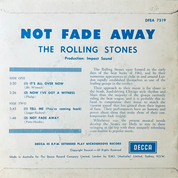 The Rolling Stones – Not Fade Away 7" vinyl record, image 2 of 4