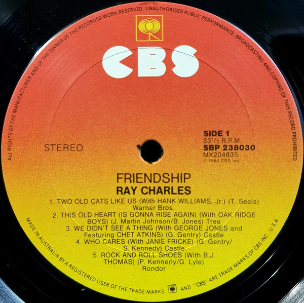 Ray Charles – Friendship LP vinyl record, image 3 of 4