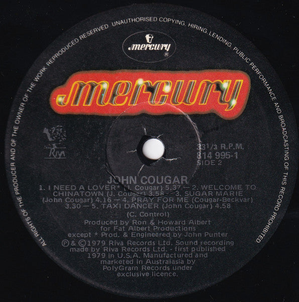 John Cougar Mellencamp – John Cougar LP vinyl record, image 4 of 6