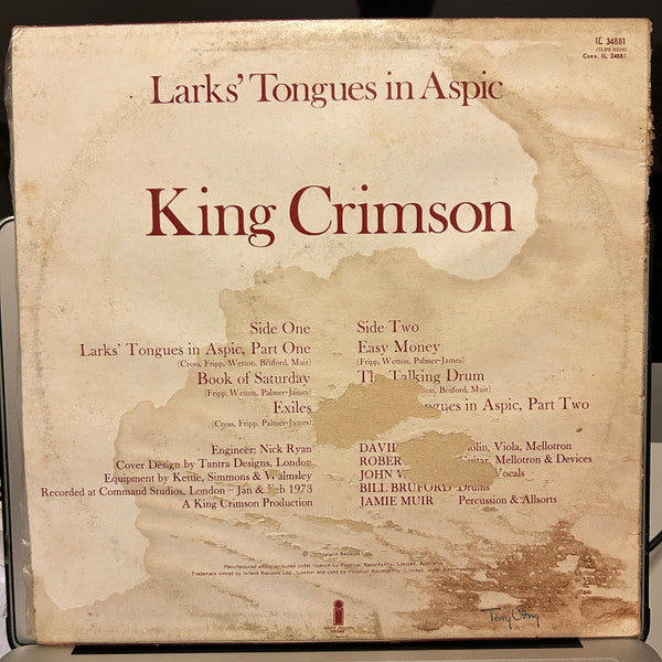 King Crimson – Larks' Tongues In Aspic LP vinyl record, image 2 of 4