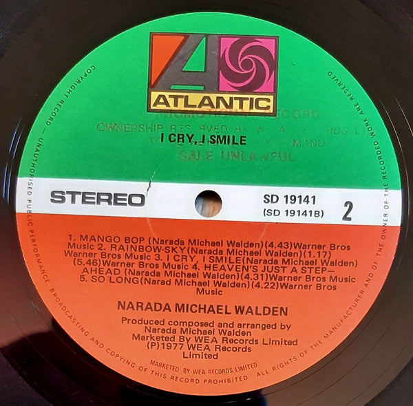Narada Michael Walden – I Cry, I Smile LP vinyl record, image 4 of 7