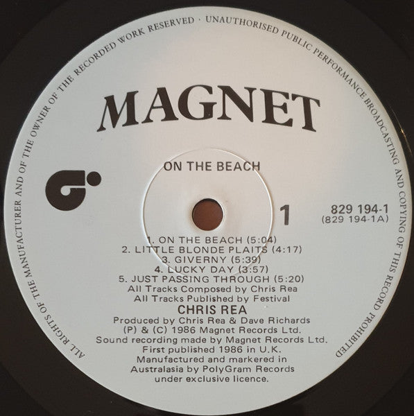 Chris Rea – On The Beach LP vinyl record, image 5 of 6