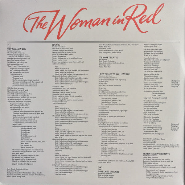 Stevie Wonder – The Woman In Red (Selections From The Original Motion Picture Soundtrack) LP vinyl record, image 3 of 6