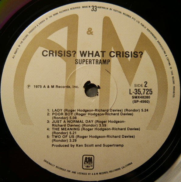 Supertramp – Crisis? What Crisis? LP vinyl record, image 4 of 4