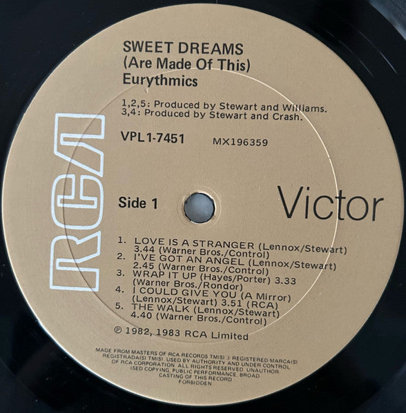Eurythmics – Sweet Dreams (Are Made Of This) LP vinyl record, image 5 of 6