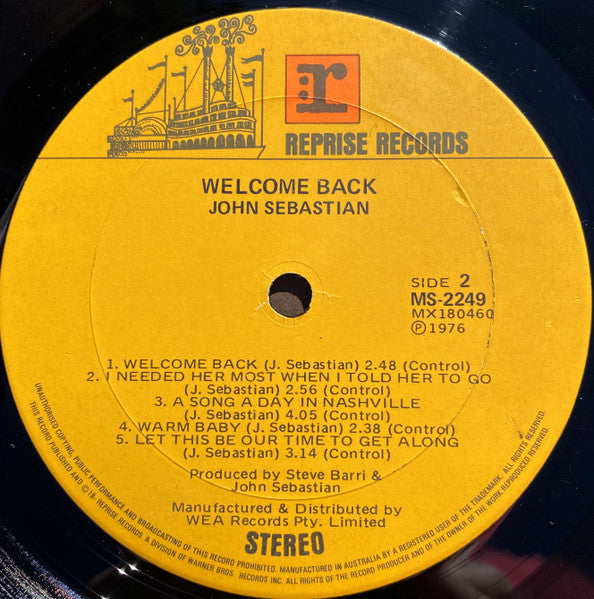 John Sebastian – Welcome Back LP vinyl record, image 4 of 4