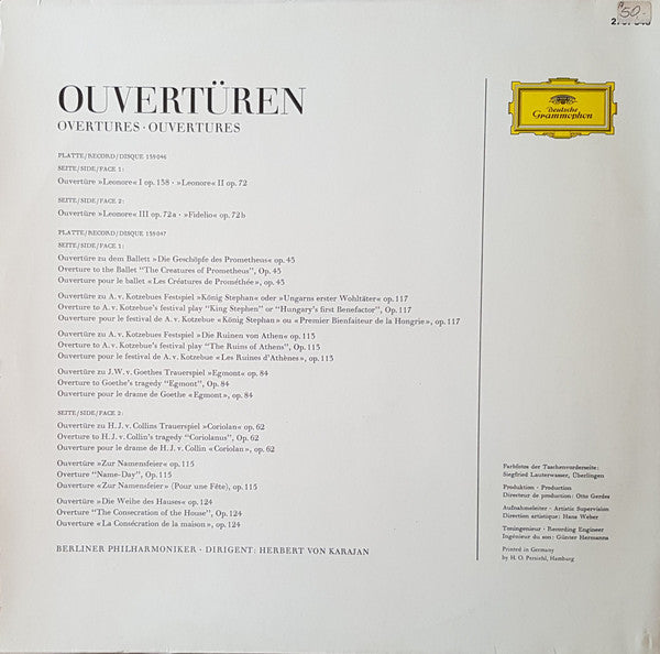 Ludwig van Beethoven, Berliner Philharmoniker, Herbert von Karajan – Sämtliche Ouvertüren · Complete Overtures (2xLP) LP vinyl record, image 4 of 8