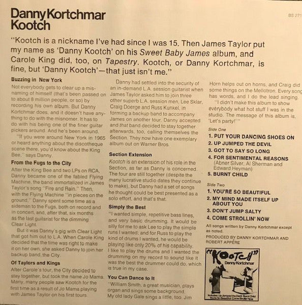 Danny Kortchmar – Kootch LP vinyl record, image 5 of 5