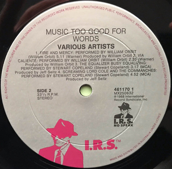 Various – Music Too Good For Words: A No Speak Sampler LP vinyl record, image 4 of 4