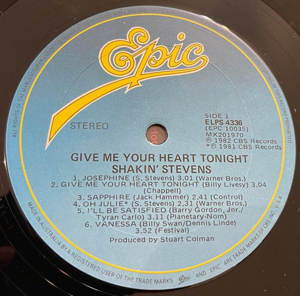 Shakin' Stevens – Give Me Your Heart Tonight LP vinyl record, image 3 of 4