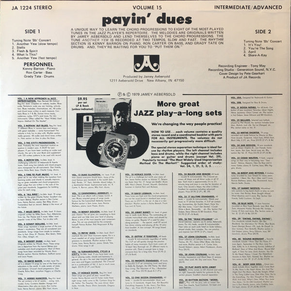 Jamey Aebersold – Payin' Dues LP vinyl record, image 2 of 4