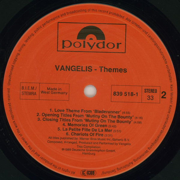 Vangelis – Themes LP vinyl record, image 6 of 6