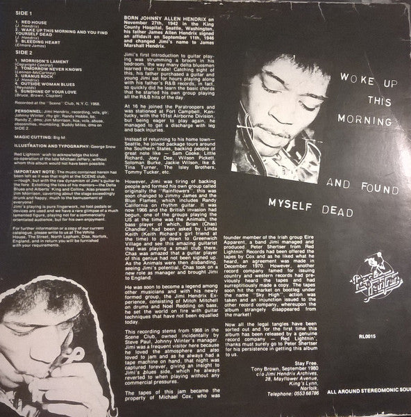 Jimi Hendrix – Woke Up This Morning And Found Myself Dead LP vinyl record, image 2 of 4
