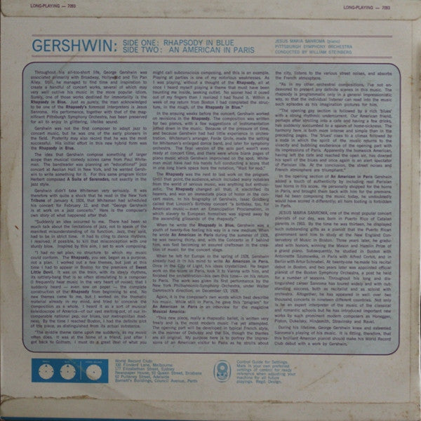 George Gershwin, Jesus Maria Sanroma, Pittsburgh Symphony Orchestra, William Steinberg – Rhapsody In Blue • An American In Paris LP vinyl record, image 2 of 4
