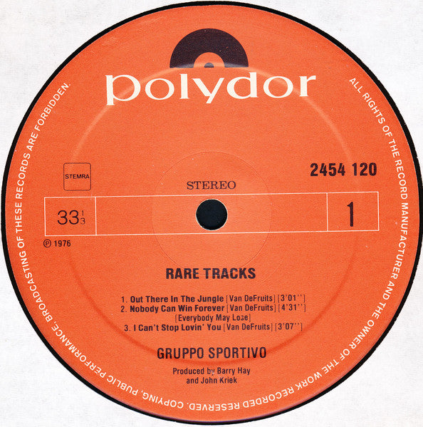 Gruppo Sportivo – Rare Tracks (For Collectors Only) LP vinyl record, image 3 of 4