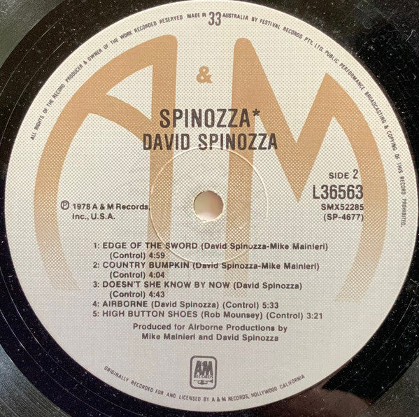 David Spinozza – Spinozza LP vinyl record, image 6 of 6