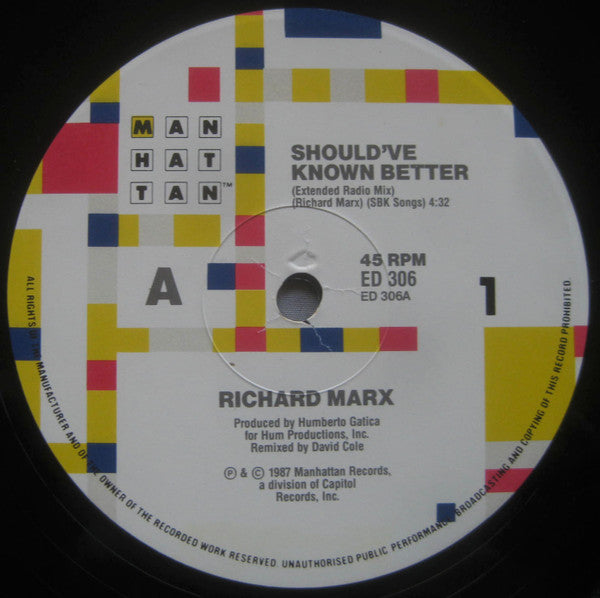 Richard Marx – Should've Known Better 12" vinyl record, image 4 of 7