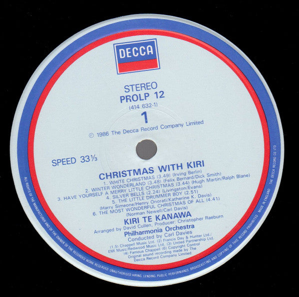 Kiri Te Kanawa, Carl Davis – Christmas With Kiri LP vinyl record, image 3 of 4