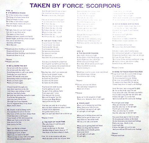 Scorpions – Taken By Force LP vinyl record, image 8 of 8