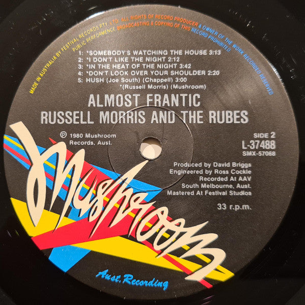 Russell Morris And The Rubes – Almost Frantic LP vinyl record, image 6 of 6
