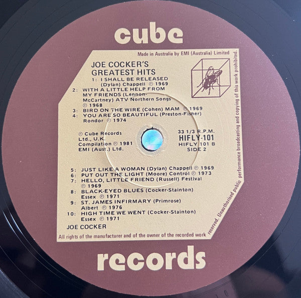 Joe Cocker – Joe Cocker's Greatest Hits LP vinyl record, image 4 of 4