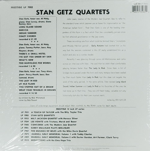Stan Getz – Stan Getz Quartets LP vinyl record, image 2 of 4