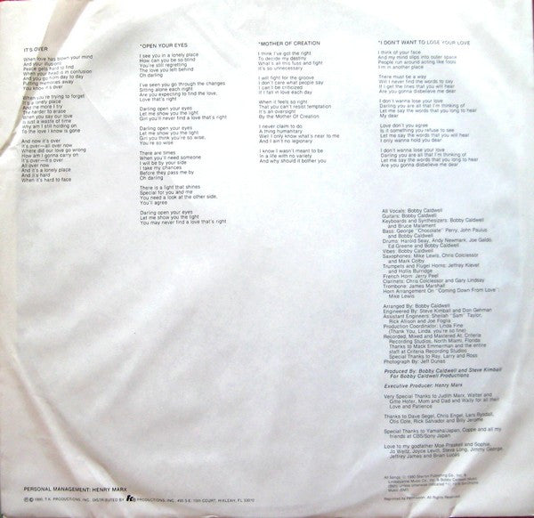 Bobby Caldwell – Cat In The Hat LP vinyl record, image 6 of 6