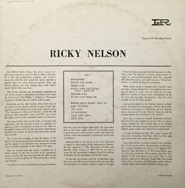 Ricky Nelson – Ricky LP vinyl record, image 2 of 4