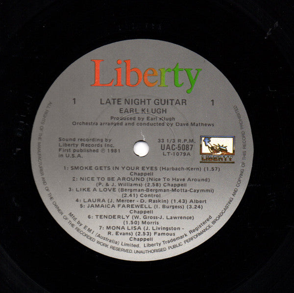 Earl Klugh – Late Night Guitar LP vinyl record, image 3 of 5