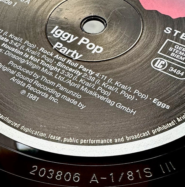 Iggy Pop – Party LP vinyl record, image 5 of 7