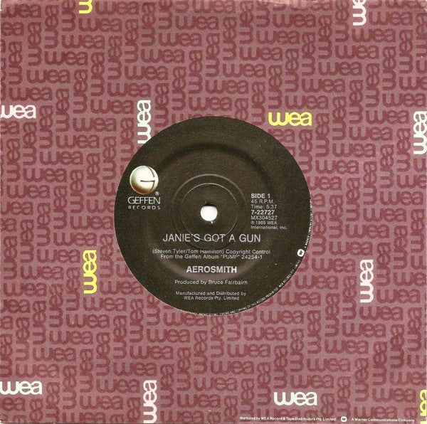 Aerosmith – Janie's Got A Gun 7" vinyl record, image 3 of 3