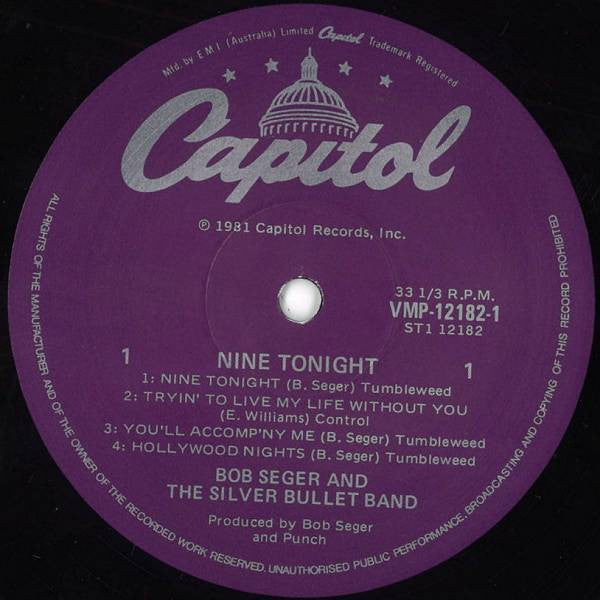 Bob Seger And The Silver Bullet Band – Nine Tonight (2xLP) LP vinyl record, image 3 of 6