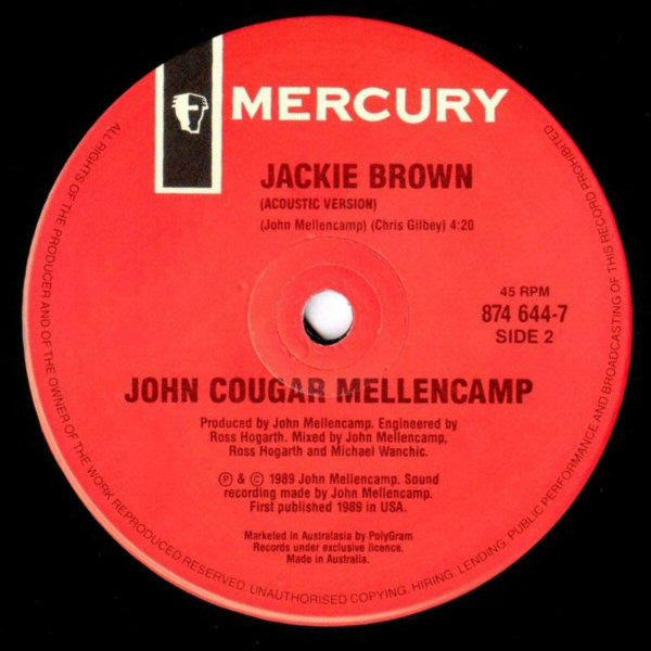 John Cougar Mellencamp – Jackie Brown 7" vinyl record, image 4 of 4