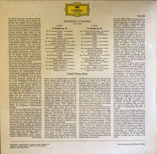 Frédéric Chopin, Tamás Vásáry – Études Op. 10 • Op. 25 LP vinyl record, image 2 of 5