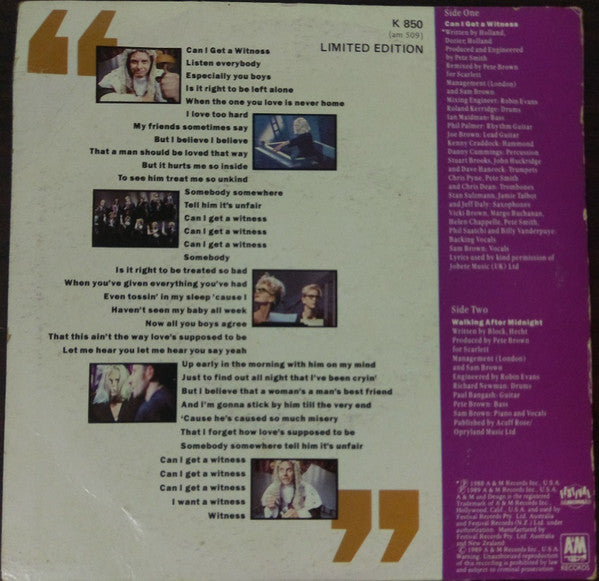 Sam Brown – Can I Get A Witness 7" vinyl record, image 2 of 4