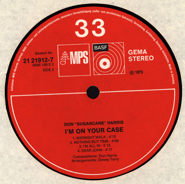 Don "Sugarcane" Harris – I'm On Your Case LP vinyl record, image 3 of 4