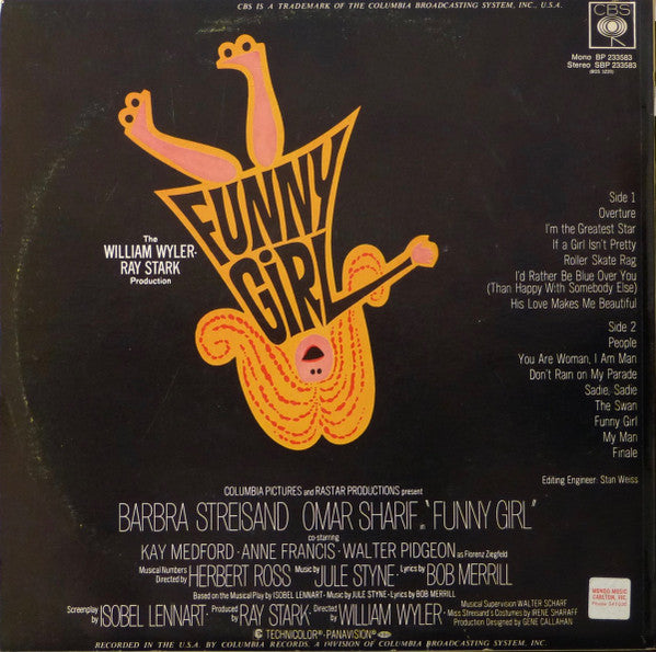 Jule Styne, Barbra Streisand, Omar Sharif – Funny Girl (The Original Sound Track Recording) LP vinyl record, image 2 of 5