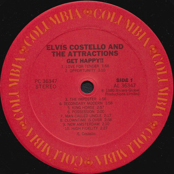 Elvis Costello & The Attractions – Get Happy! LP vinyl record, image 3 of 4